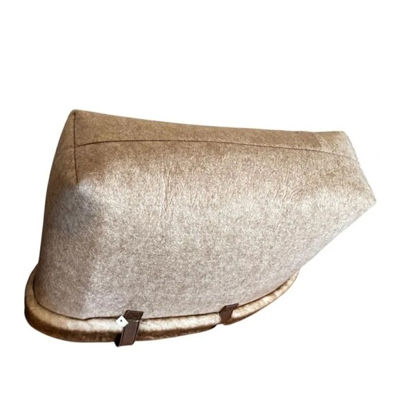 Barnes & Noble Brown Cream Tote Bag Faux Fur Trim Felt Carrier Thick Strong Gift - Picture 2 of 9